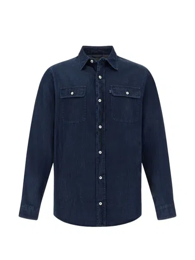 Paul & Shark Overshirt X-soft In Denim Giza Cotton In Blue