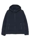 Paul & Shark Quilted Hooded Jacket With Side Zip Pockets In Blue