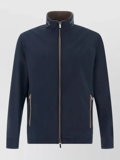 Paul & Shark Typhoon Jacket High Collar Long Sleeves In Blue