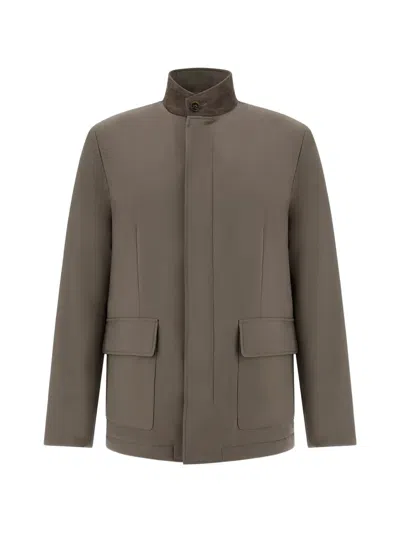 Paul & Shark Typhoon® Platinum Suede-trim Field Jacket In Brown