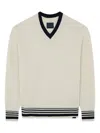 Paul & Shark Sweater In Re-wool With V-neck In White