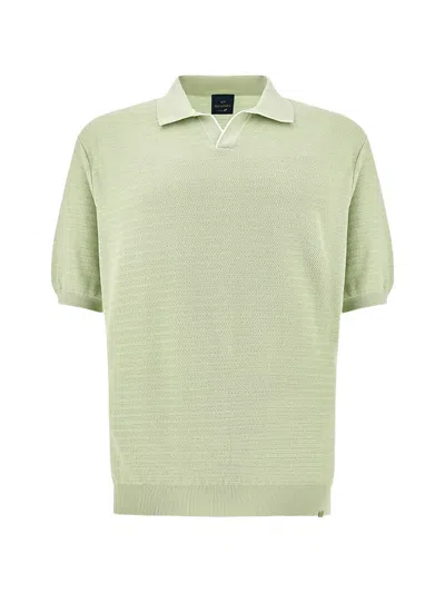 Paul & Shark Polo Open Collar In Cotone Piuma In Green