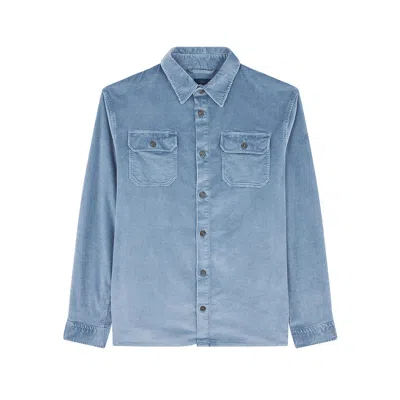 Paul & Shark Velvet Overshirt In Blue