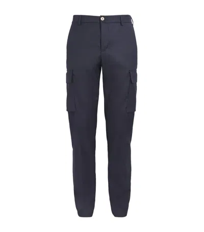 Paul & Shark Virgin Wool Cargo Trousers In Blue