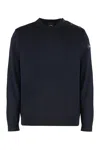 Paul & Shark Virgin Wool Crew-neck Sweater In Blue