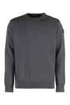 Paul & Shark Ribbed Crew-neck Wool Sweater With Shoulder Buttons In Gray