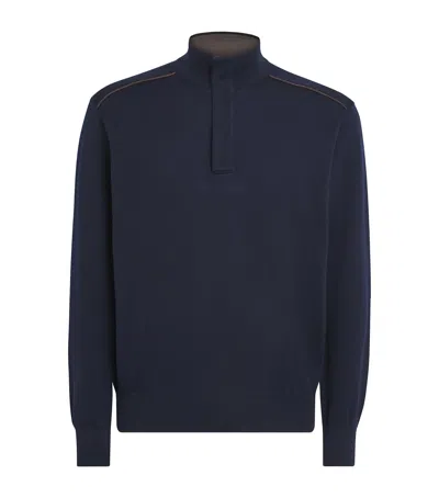 Paul & Shark Virgin Wool High-neck Sweater In Blue