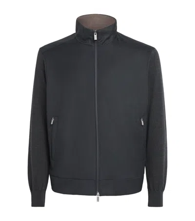 Paul & Shark Virgin Wool Hybrid Jacket In Black