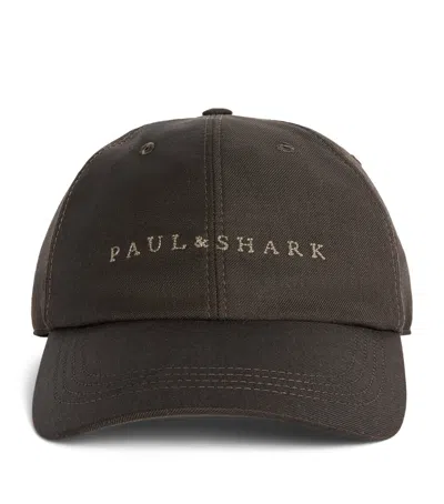 Paul & Shark Virgin Wool Logo Baseball Cap In Brown