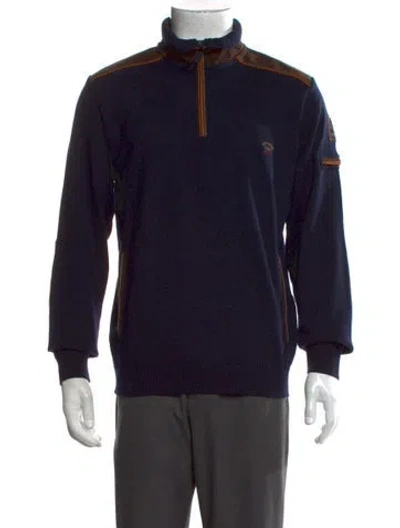 Pre-owned Paul & Shark Virgin Wool Mock Neck Pullover In Blue