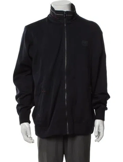 Pre-owned Paul & Shark Virgin Wool Open Front Cardigan In Black