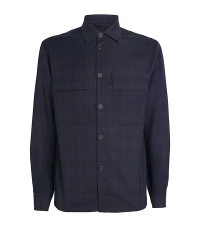 Paul & Shark Virgin Wool Overshirt In Blue