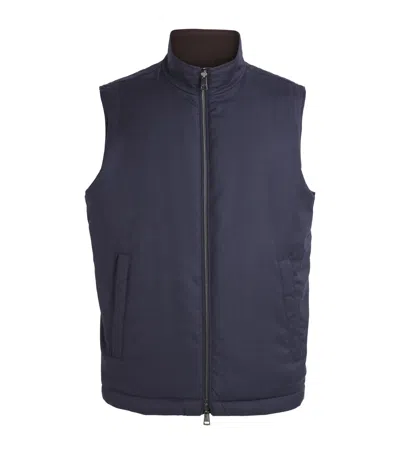 Paul & Shark Virgin Wool Reversible Gilet In Blue