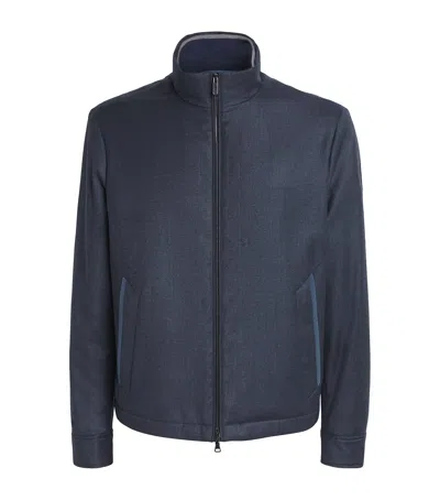 Paul & Shark Virgin Wool-silk Jacket In Blue