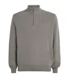 Paul & Shark Virgin Wool-silk Quarter-zip Jumper In Gray