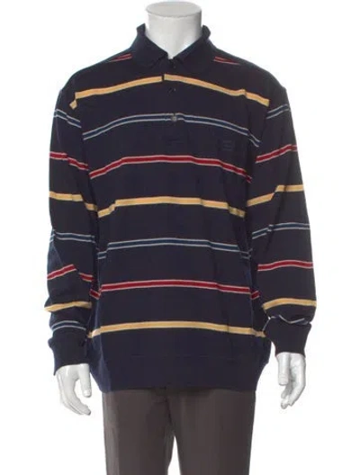 Pre-owned Paul & Shark Virgin Wool Striped Polo Sweater In Blue