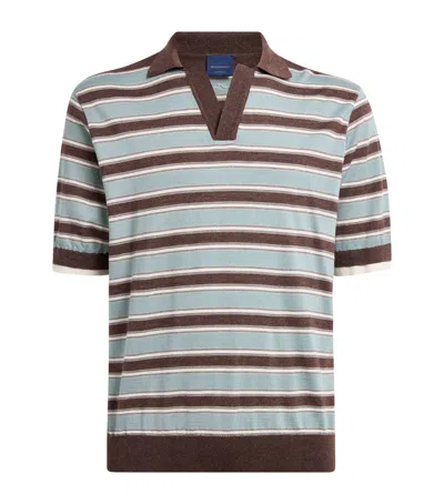 Paul & Shark Virgin Wool-silk Stripe Polo Shirt In Green