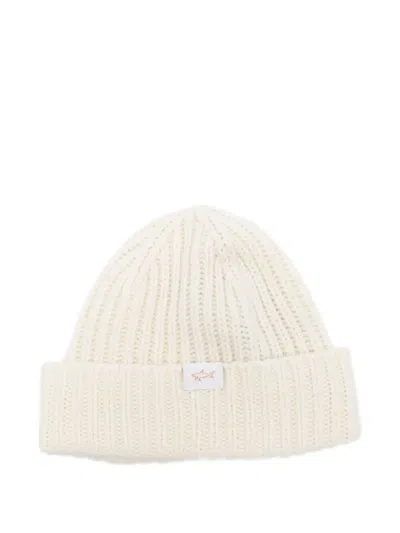PAUL & SHARK WHITE LOGO BEANIE HAT