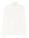 Paul & Shark High Neck Ribbed Sweater In White