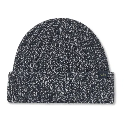 Paul & Shark Wool And Cashmere Beanie In Blue Nights-paloma