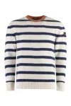 Paul & Shark Striped Crew-neck Wool-blend Sweater With Ribbed Knit