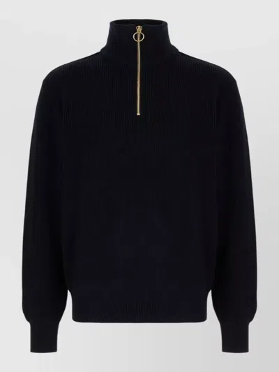 Paul & Shark Wool Blend Sweater High Neck Ribbed In Black