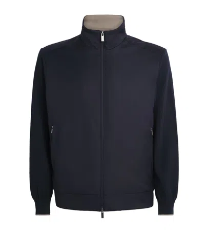 Paul & Shark Wool Bomber Jacket In Blue