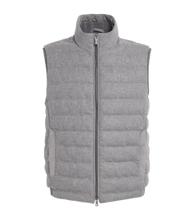 Paul & Shark Wool-cashmere Down Gilet In Gray