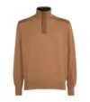 Paul & Shark Wool-cashmere Quarter-zip Sweater In Brown