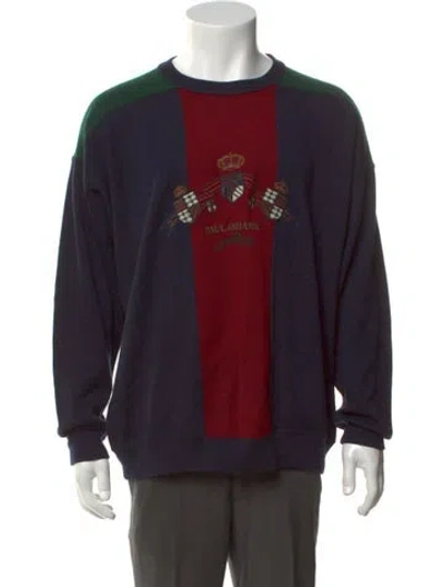 Pre-owned Paul & Shark Wool Colorblock Pattern Pullover In Blue
