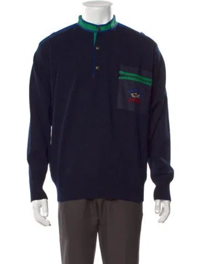 Pre-owned Paul & Shark Wool Mock Neck Pullover In Blue