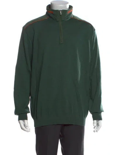 Pre-owned Paul & Shark Wool Mock Neck Pullover In Green
