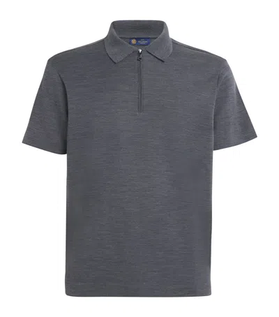 Paul & Shark Wool-silk Half-zip Polo Shirt In Gray