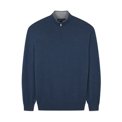 Paul & Shark Wool Silk Half Zip Sweater In Blue