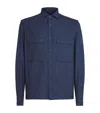 Paul & Shark Wool-silk-linen-blend Overshirt In Blue