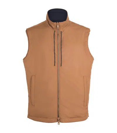 Paul & Shark Wool-silk Riviera Reversible Gilet In Blue