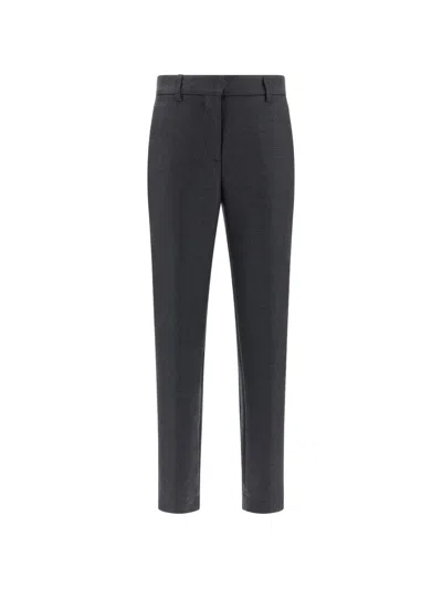 Paul & Shark Wool Twill Tapered Trousers In Gray