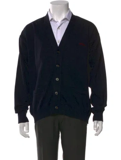 Pre-owned Paul & Shark Wool V-neck Cardigan In Black