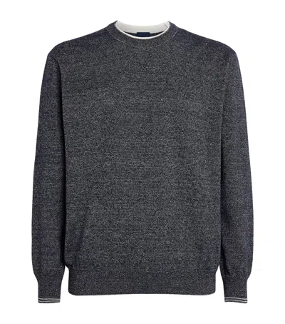 Paul & Shark Wool-linen Melange Sweater In Blue