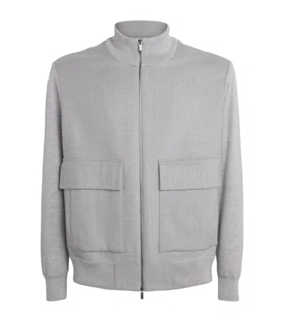 Paul & Shark Wool-silk Aliseo Bomber Jacket In Gray