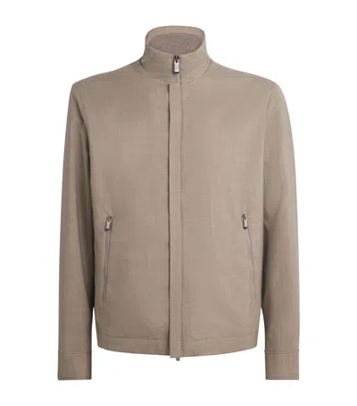 Paul & Shark Wool-silk Bomber Jacket In Neutral