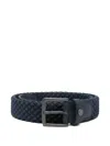Paul & Shark Woven Leather Belt In Blue