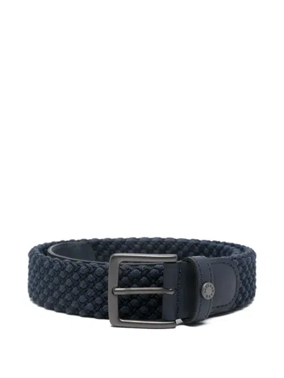 Paul & Shark Woven Leather Belt In Blue