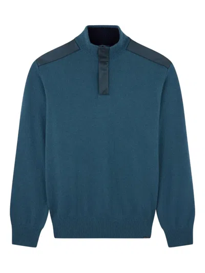 Paul & Shark X Loro Piana Half-zip Sweater In Blue