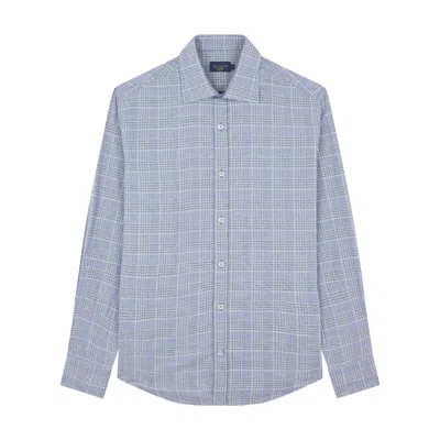 Paul & Shark X-soft Cotton Shirt With Checkered Pattern In Blue