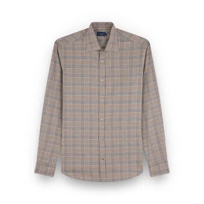 Paul & Shark X-soft Cotton Shirt With Checkered Pattern In Brown