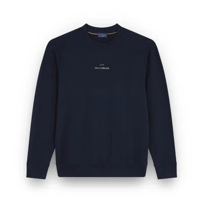 Paul & Shark X-soft Cotton Sweatshirt With Logo Print In Blue