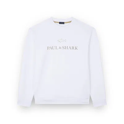 Paul & Shark X-soft Cotton Sweatshirt With Logo Print In White