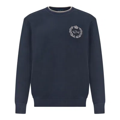 Paul & Shark X‑soft Sweatshirt In Cotton With Heraldic Embroidery In Blue