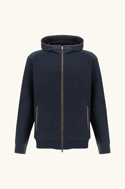 Paul & Shark X‑soft Zip‑up Sweatshirt In Viscose With Alcantara® Details In Blue
